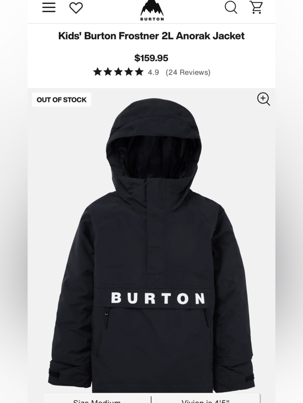 Kids' Burton Frostner 2L Anorak Jacket- Black